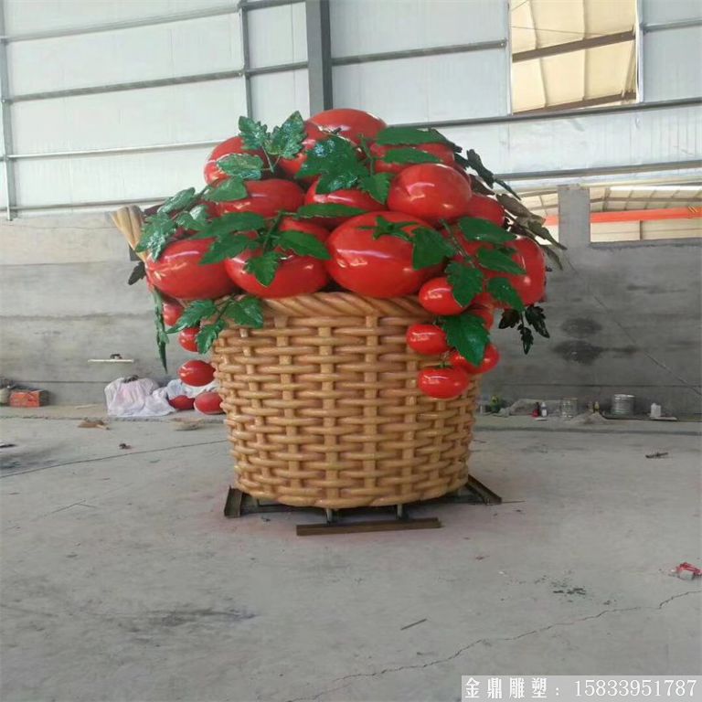 玻璃钢番茄篮子雕塑 西红柿篮雕塑1